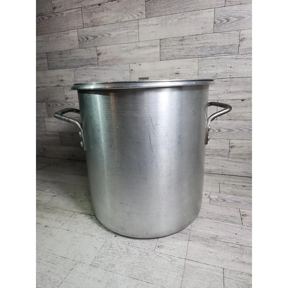 Vintage Dura-Ware 14 Quart Aluminum Stock Pot w/ Lid & Handles Commercial